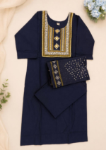 Navy Blue Printed Salwar Suit Material - Image 2