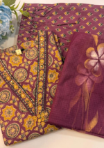 Purple Printed Salwar Suit Material with Designer Dupatta - Image 3