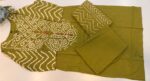 Olive Green Bandhani Print Salwar Suit Material - Image 4