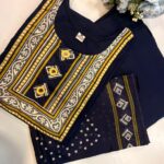 Navy Blue Printed Salwar Suit Material