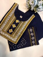 Navy Blue Printed Salwar Suit Material
