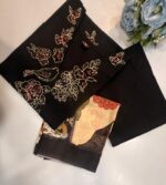 Black Floral Embroidered Salwar Suit Material