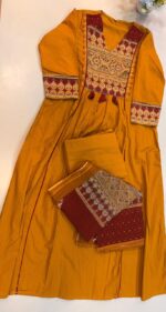 Mustard Embroidered Salwar Suit Set - Image 2