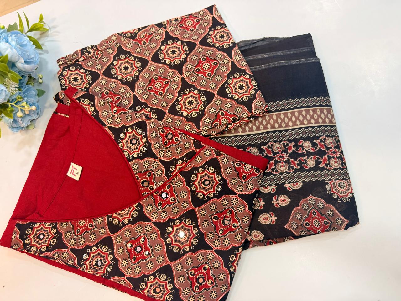 WhatsApp Image 2026-06-16 at 11.26.17 PM (2) Maroon Printed Salwar Suit Set - Image 1