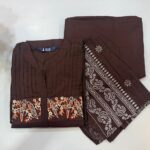 Chocolate Brown Embroidered 3PC Set