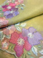 Yellow Floral Embroidery Saree - Image 4
