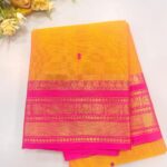 Yellow Cotton Silk Saree with Pink Zari Border