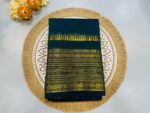 Teal Green Cotton Silk Saree with Golden Zari Border