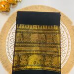 Black Cotton Silk Saree with Golden Zari Border