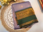 Lavender & Green Kanjivaram Silk Saree with Rich Golden Zari Border