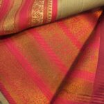 Beige Cotton Silk Saree with Pink Zari Border & Matching Blouse Piece