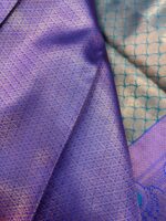 Royal Blue Kanjivaram Silk Saree with Silver Zari Weaving - Image 5