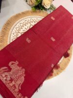 Maroon Tussar Silk Saree with Elephant Zari Border - Image 4