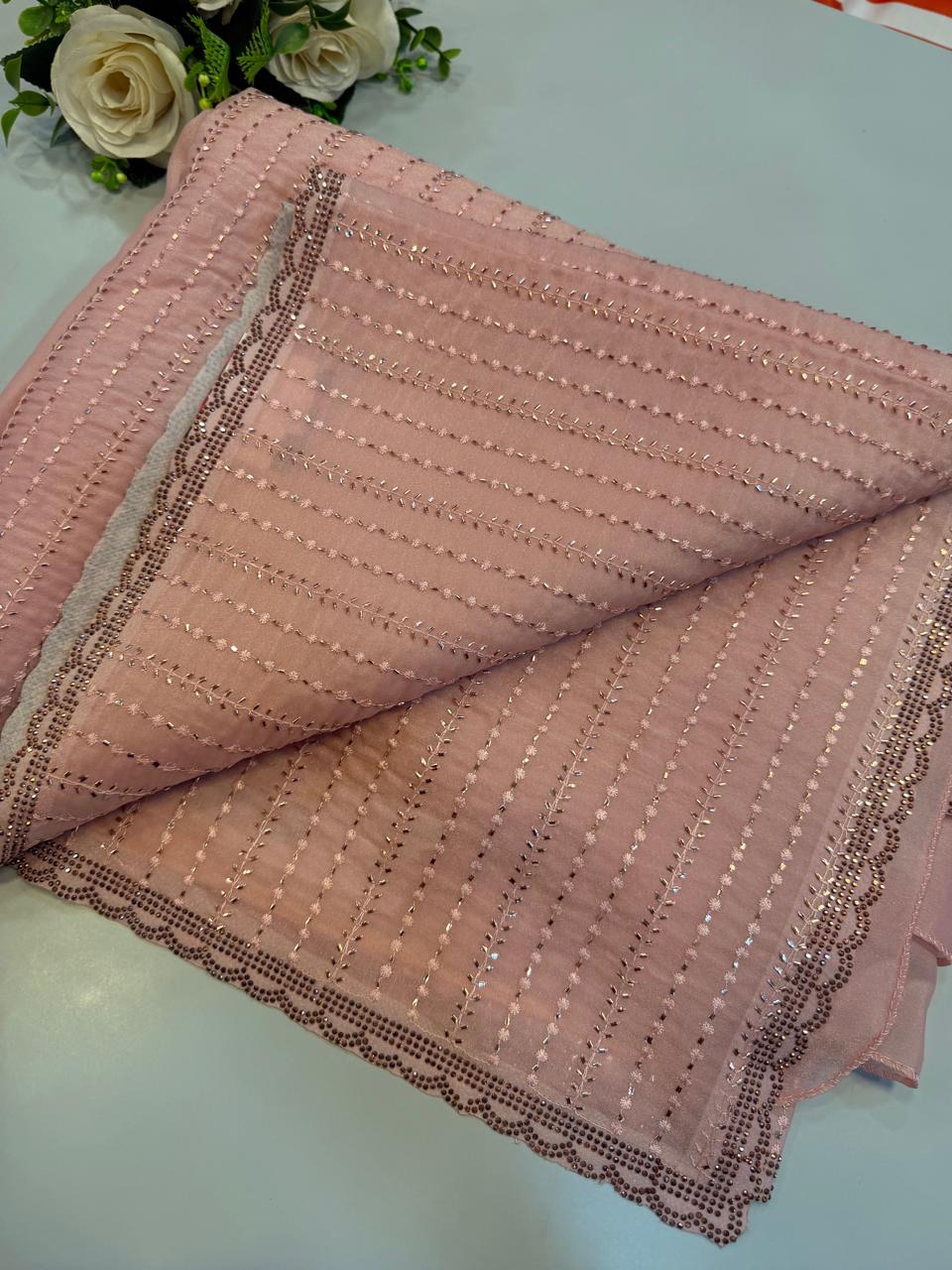 WhatsApp Image 2026-08-03 at 8.38.34 PM Blush Pink Designer Sequence Work Saree with Embroidered Border - Image 1