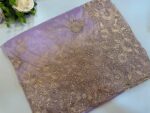 Lavender Designer Organza Saree with Heavy Floral Embroidery