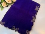 Royal Purple Crush Organza Saree with Pearl Bow Border