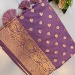 Lavender Banarasi Silk Saree with Zari Weaving & Tassels