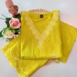 Lime Green Embroidered Kurta Set with Matching Bottom