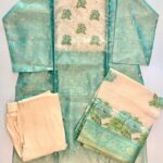 Product Name: Sea Green Floral Printed Embroidered Kurta Set with Dupatta