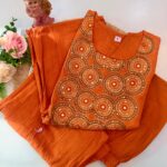 Orange Embroidered Anarkali Kurti