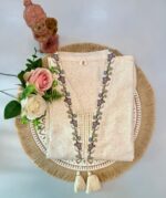 Off-White Floral Embroidered Cotton Suit Set - Image 2