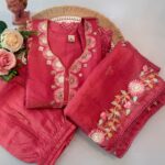 Coral Pink Embroidered Salwar Suit Set