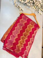 Pink Red Golden Zari Saree