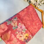 Pink Floral Golden Zari Saree
