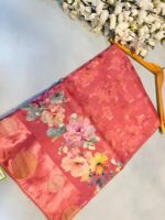 Pink Floral Golden Zari Saree