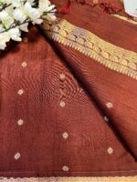 Chocolate Brown Golden Zari Saree - Image 3