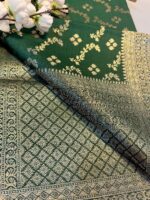 Dark Green Golden Zari Saree - Image 4