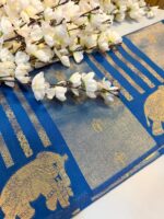 Royal Blue Golden Zari Saree - Image 3