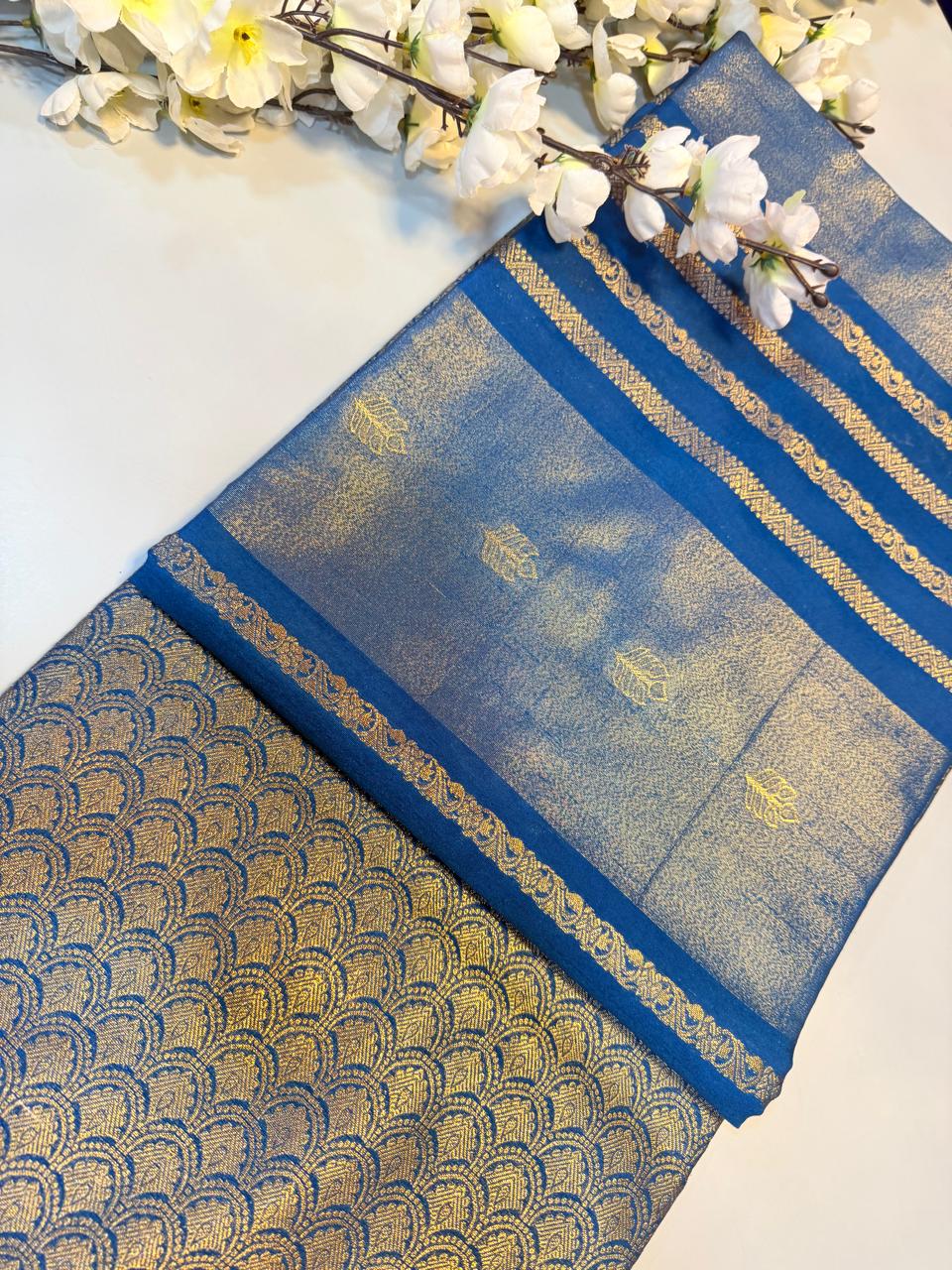 WhatsApp Image 2026-08-22 at 6.06.02 PM Royal Blue Golden Zari Saree - Image 1