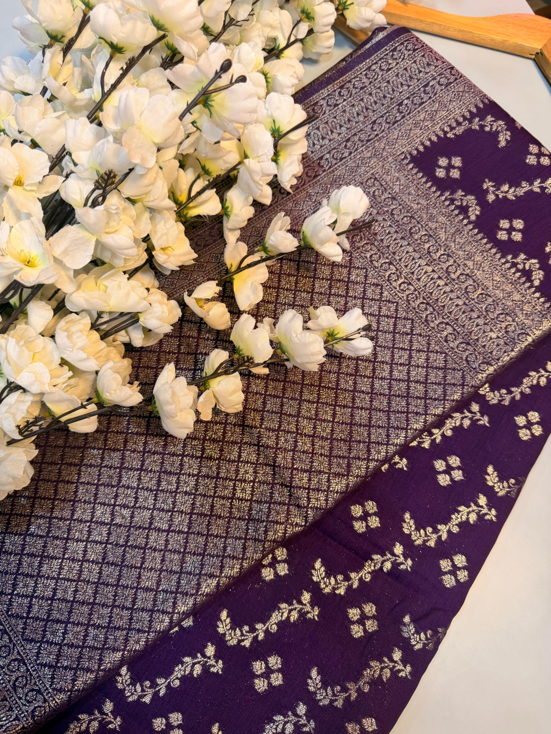 WhatsApp Image 2026-08-22 at 6.11.46 PM Royal Purple Golden Zari Saree - Image 1